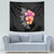 Hawaiian Hibiscus Turtle Tribal Polynesian Pattern Tapestry Black Color