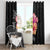 Hawaiian Hibiscus Turtle Tribal Polynesian Pattern Window Curtain Black Color