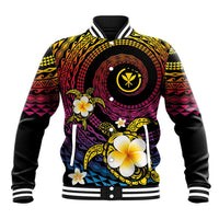 Hawaiian Plumeria Turtle Tribal Spiral Polynesian Tattoo Baseball Jacket Fanciful Color LT03 Unisex Gradient - Polynesian Pride