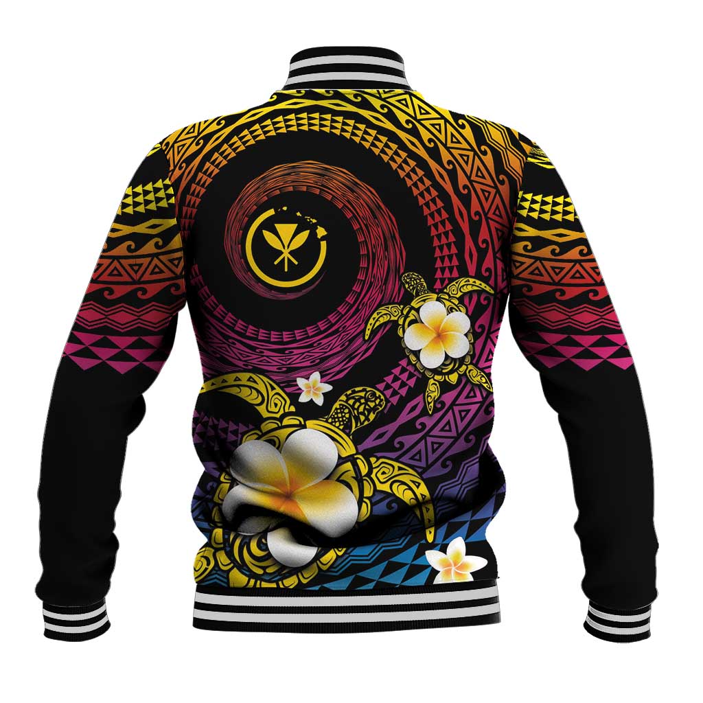 Hawaiian Plumeria Turtle Tribal Spiral Polynesian Tattoo Baseball Jacket Fanciful Color LT03 - Polynesian Pride