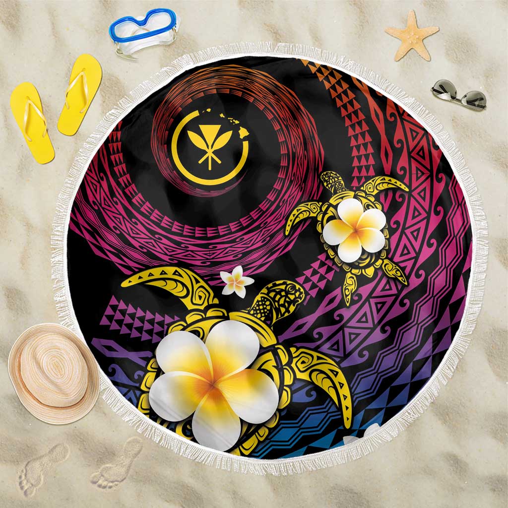 Hawaiian Plumeria Turtle Tribal Spiral Polynesian Tattoo Beach Blanket Fanciful Color