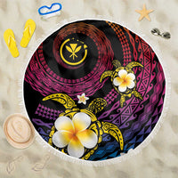 Hawaiian Plumeria Turtle Tribal Spiral Polynesian Tattoo Beach Blanket Fanciful Color LT03 One Size 150cm Gradient - Polynesian Pride