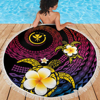 Hawaiian Plumeria Turtle Tribal Spiral Polynesian Tattoo Beach Blanket Fanciful Color LT03 - Polynesian Pride