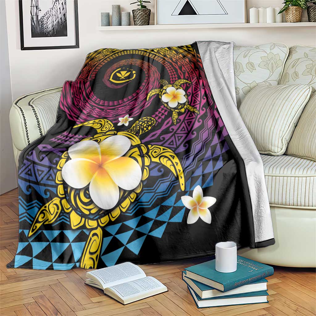 Hawaiian Plumeria Turtle Tribal Spiral Polynesian Tattoo Blanket Fanciful Color LT03 Gradient - Polynesian Pride