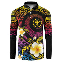 Hawaiian Plumeria Turtle Tribal Spiral Polynesian Tattoo Button Sweatshirt Fanciful Color LT03 Gradient - Polynesian Pride