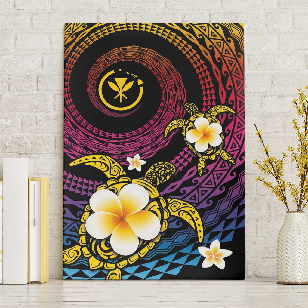 Hawaiian Plumeria Turtle Tribal Spiral Polynesian Tattoo Canvas Wall Art Fanciful Color LT03 Without Frame Gradient - Polynesian Pride