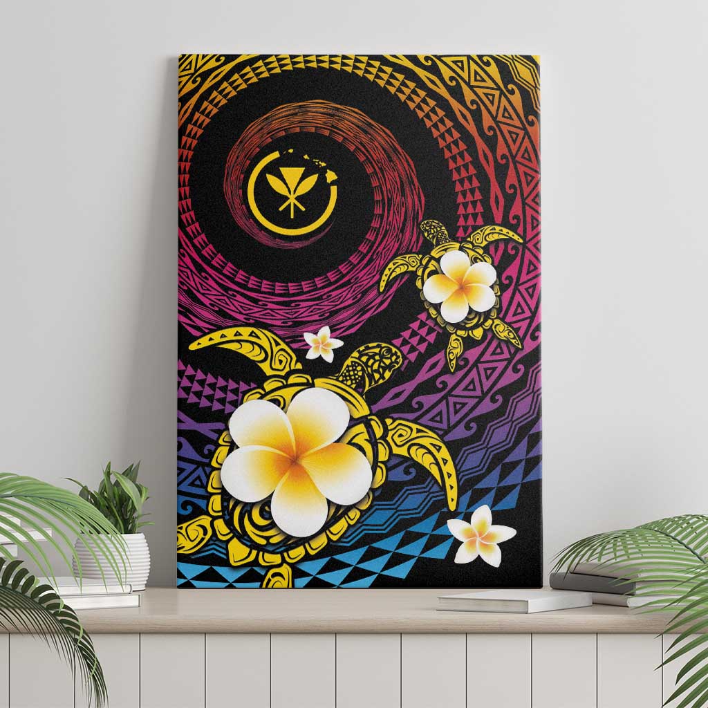 Hawaiian Plumeria Turtle Tribal Spiral Polynesian Tattoo Canvas Wall Art Fanciful Color LT03 - Polynesian Pride