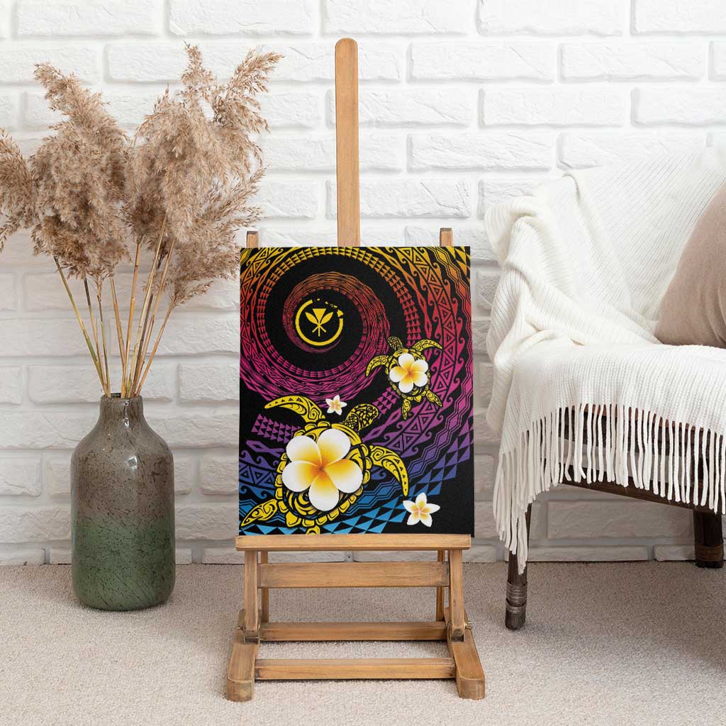 Hawaiian Plumeria Turtle Tribal Spiral Polynesian Tattoo Canvas Wall Art Fanciful Color LT03 - Polynesian Pride