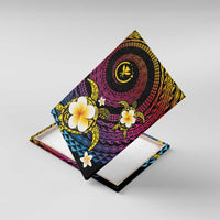Hawaiian Plumeria Turtle Tribal Spiral Polynesian Tattoo Canvas Wall Art Fanciful Color LT03 With Frame Gradient - Polynesian Pride
