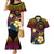 Hawaiian Plumeria Turtle Tribal Spiral Polynesian Tattoo Couples Matching Mermaid Dress and Hawaiian Shirt Fanciful Color