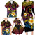 Hawaiian Plumeria Turtle Tribal Spiral Polynesian Tattoo Family Matching Long Sleeve Bodycon Dress and Hawaiian Shirt Fanciful Color