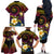 Hawaiian Plumeria Turtle Tribal Spiral Polynesian Tattoo Family Matching Off The Shoulder Long Sleeve Dress and Hawaiian Shirt Fanciful Color