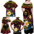 Hawaiian Plumeria Turtle Tribal Spiral Polynesian Tattoo Family Matching Off Shoulder Maxi Dress and Hawaiian Shirt Fanciful Color