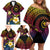 Hawaiian Plumeria Turtle Tribal Spiral Polynesian Tattoo Family Matching Off Shoulder Short Dress and Hawaiian Shirt Fanciful Color