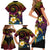 Hawaiian Plumeria Turtle Tribal Spiral Polynesian Tattoo Family Matching Short Sleeve Bodycon Dress and Hawaiian Shirt Fanciful Color