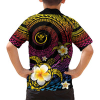 Hawaiian Plumeria Turtle Tribal Spiral Polynesian Tattoo Family Matching Summer Maxi Dress and Hawaiian Shirt Fanciful Color