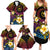 Hawaiian Plumeria Turtle Tribal Spiral Polynesian Tattoo Family Matching Summer Maxi Dress and Hawaiian Shirt Fanciful Color