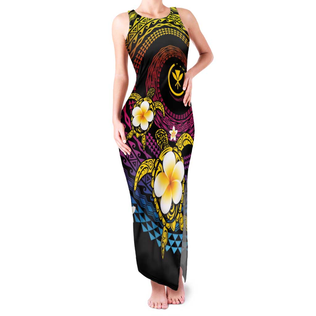 Hawaiian Plumeria Turtle Tribal Spiral Polynesian Tattoo Family Matching Tank Maxi Dress and Hawaiian Shirt Fanciful Color