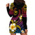 Hawaiian Plumeria Turtle Tribal Spiral Polynesian Tattoo Hoodie Dress Fanciful Color