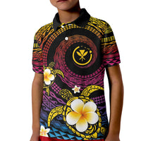 Hawaiian Plumeria Turtle Tribal Spiral Polynesian Tattoo Kid Polo Shirt Fanciful Color