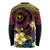 Hawaiian Plumeria Turtle Tribal Spiral Polynesian Tattoo Long Sleeve Shirt Fanciful Color