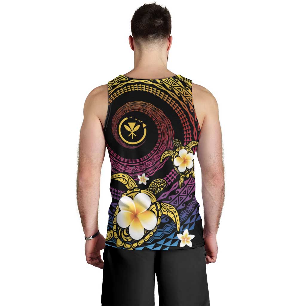 Hawaiian Plumeria Turtle Tribal Spiral Polynesian Tattoo Men Tank Top Fanciful Color LT03 - Polynesian Pride