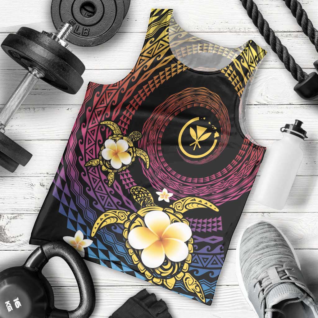 Hawaiian Plumeria Turtle Tribal Spiral Polynesian Tattoo Men Tank Top Fanciful Color LT03 - Polynesian Pride