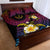 Hawaiian Plumeria Turtle Tribal Spiral Polynesian Tattoo Quilt Bed Set Fanciful Color