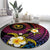 Hawaiian Plumeria Turtle Tribal Spiral Polynesian Tattoo Round Carpet Fanciful Color