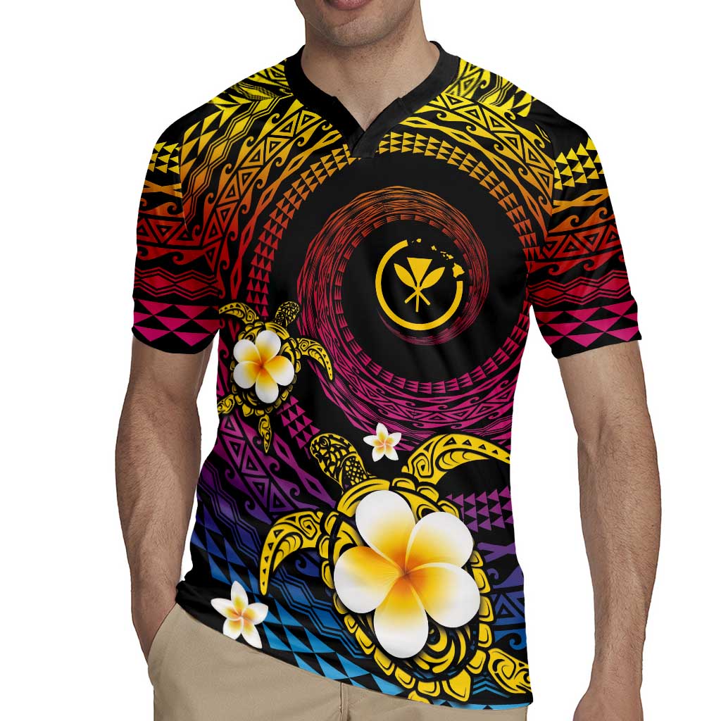Hawaiian Plumeria Turtle Tribal Spiral Polynesian Tattoo Rugby Jersey Fanciful Color LT03 - Polynesian Pride