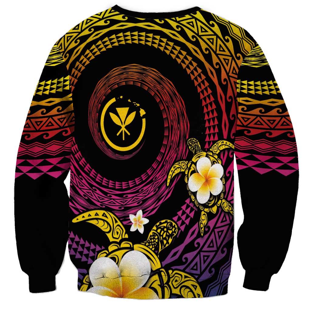 Hawaiian Plumeria Turtle Tribal Spiral Polynesian Tattoo Sweatshirt Fanciful Color LT03 - Polynesian Pride
