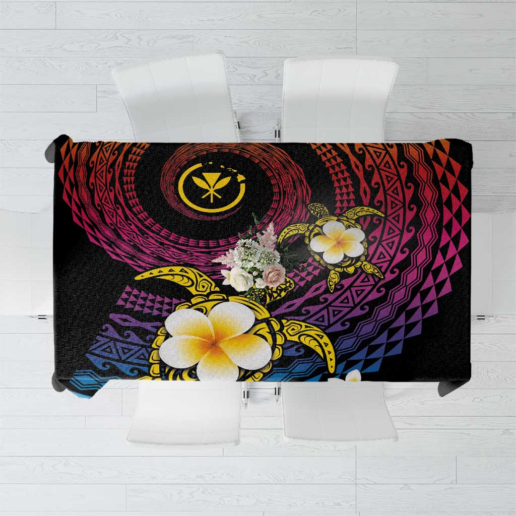 Hawaiian Plumeria Turtle Tribal Spiral Polynesian Tattoo Tablecloth Fanciful Color LT03 Gradient - Polynesian Pride