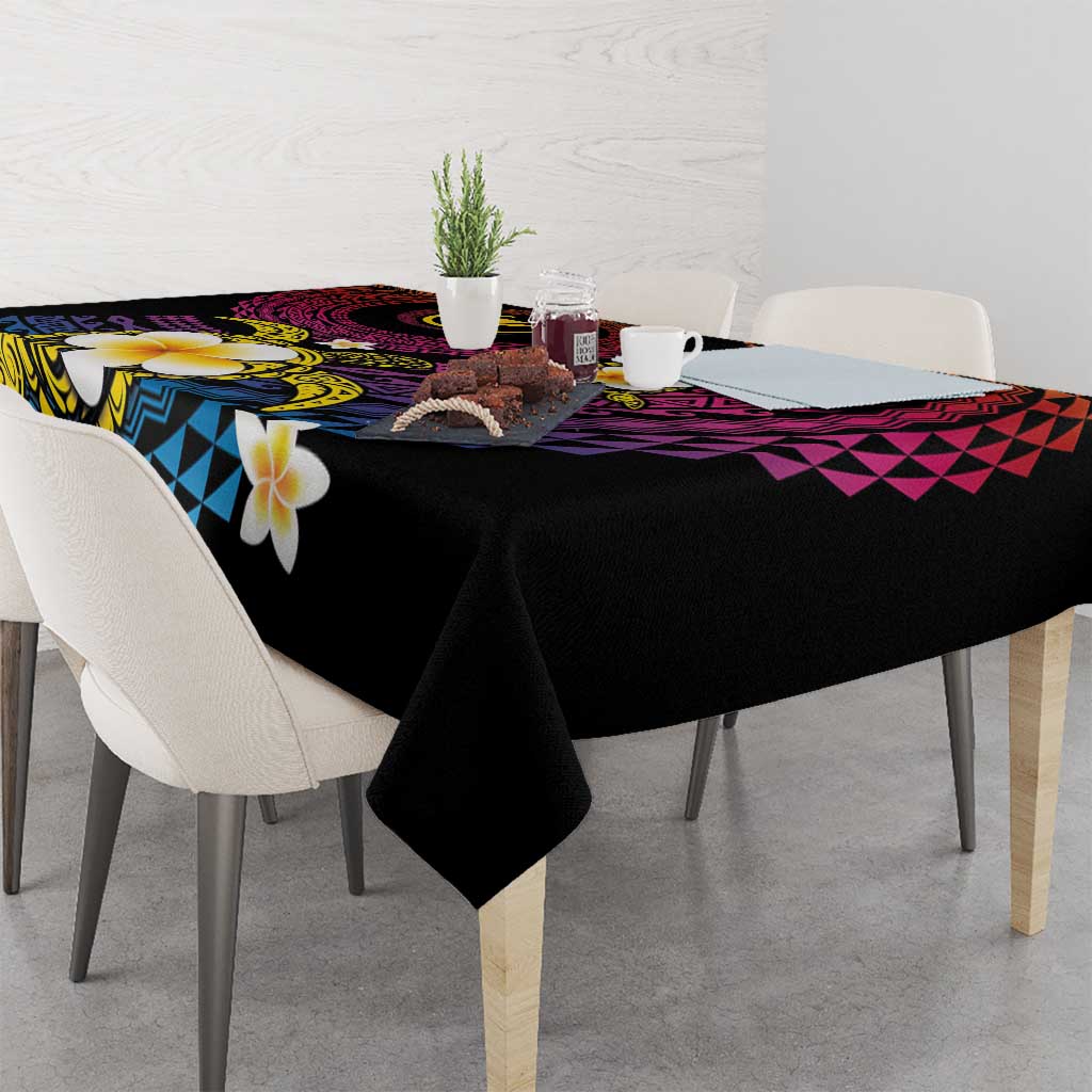 Hawaiian Plumeria Turtle Tribal Spiral Polynesian Tattoo Tablecloth Fanciful Color LT03 - Polynesian Pride