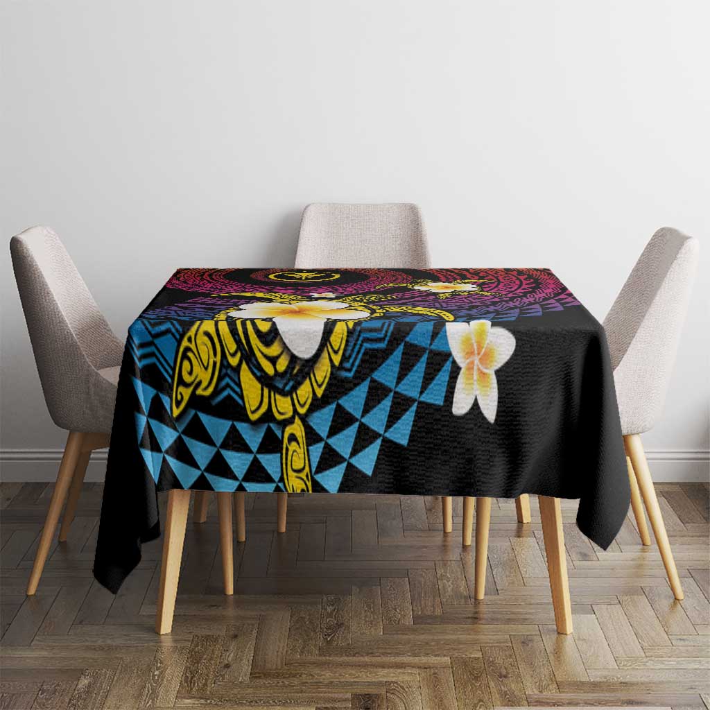 Hawaiian Plumeria Turtle Tribal Spiral Polynesian Tattoo Tablecloth Fanciful Color LT03 - Polynesian Pride