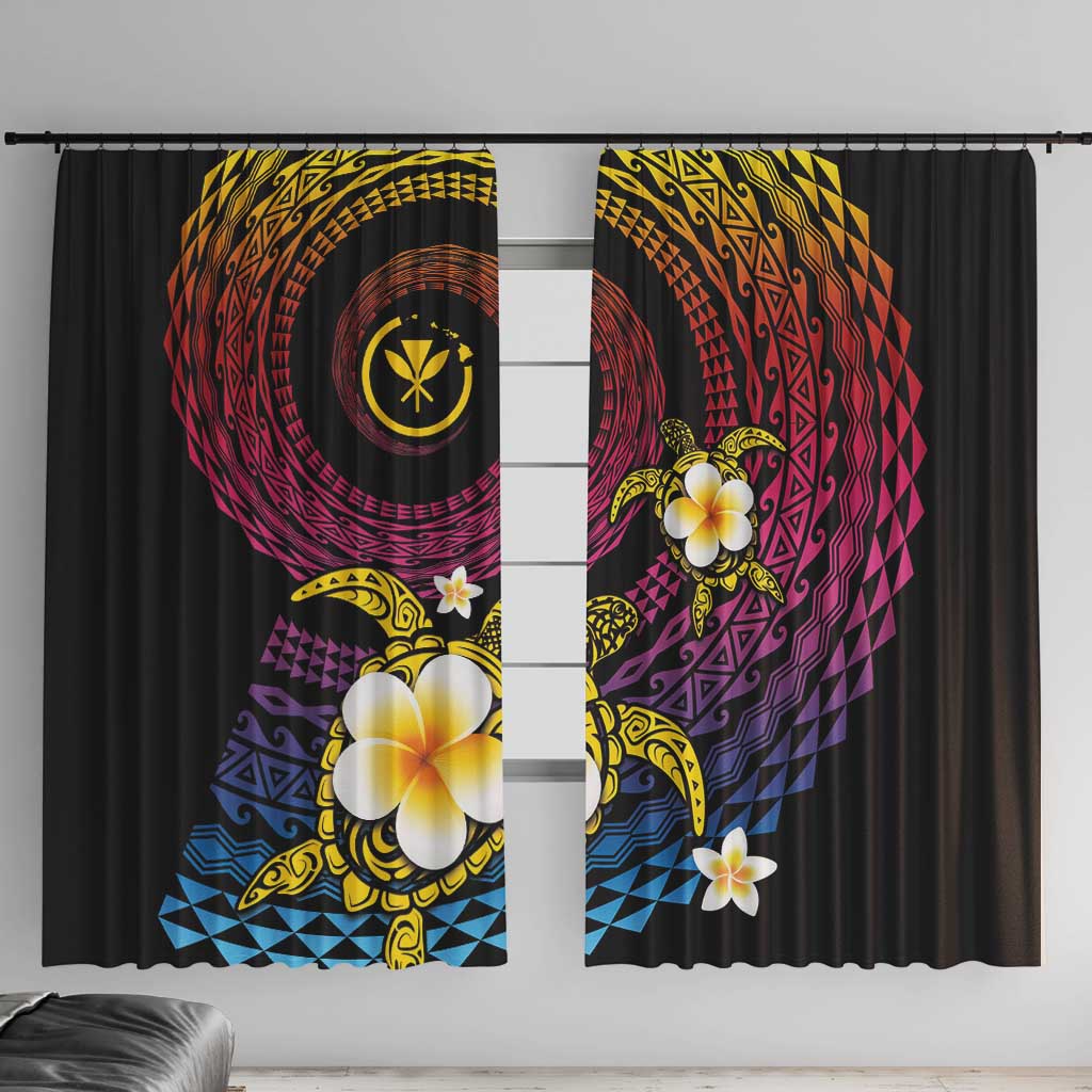 Hawaiian Plumeria Turtle Tribal Spiral Polynesian Tattoo Window Curtain Fanciful Color