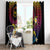 Hawaiian Plumeria Turtle Tribal Spiral Polynesian Tattoo Window Curtain Fanciful Color