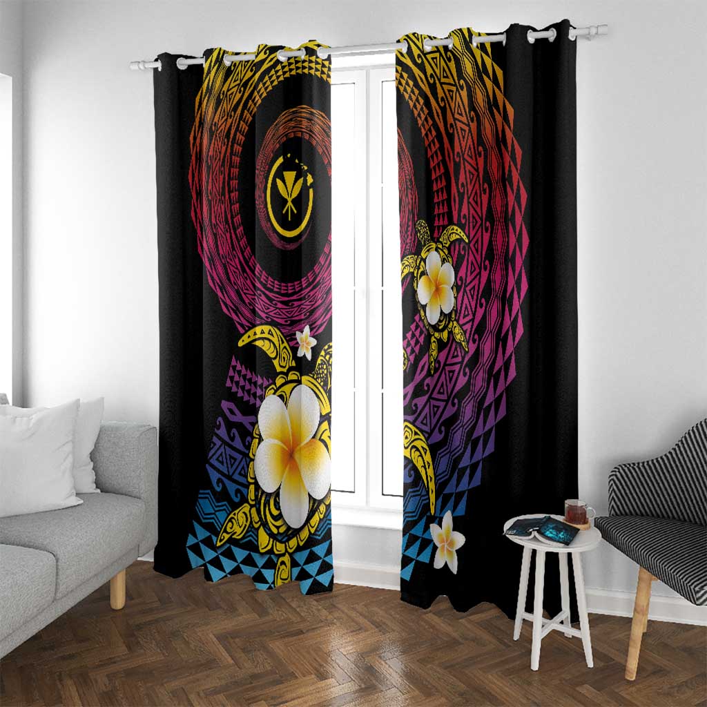 Hawaiian Plumeria Turtle Tribal Spiral Polynesian Tattoo Window Curtain Fanciful Color LT03 With Grommets Gradient - Polynesian Pride