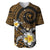 Hawaiian Plumeria Turtle Tribal Spiral Polynesian Tattoo Baseball Jersey Gold Color