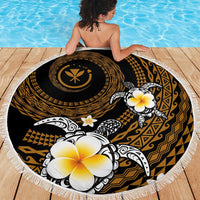 Hawaiian Plumeria Turtle Tribal Spiral Polynesian Tattoo Beach Blanket Gold Color LT03 - Polynesian Pride