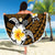 Hawaiian Plumeria Turtle Tribal Spiral Polynesian Tattoo Beach Blanket Gold Color