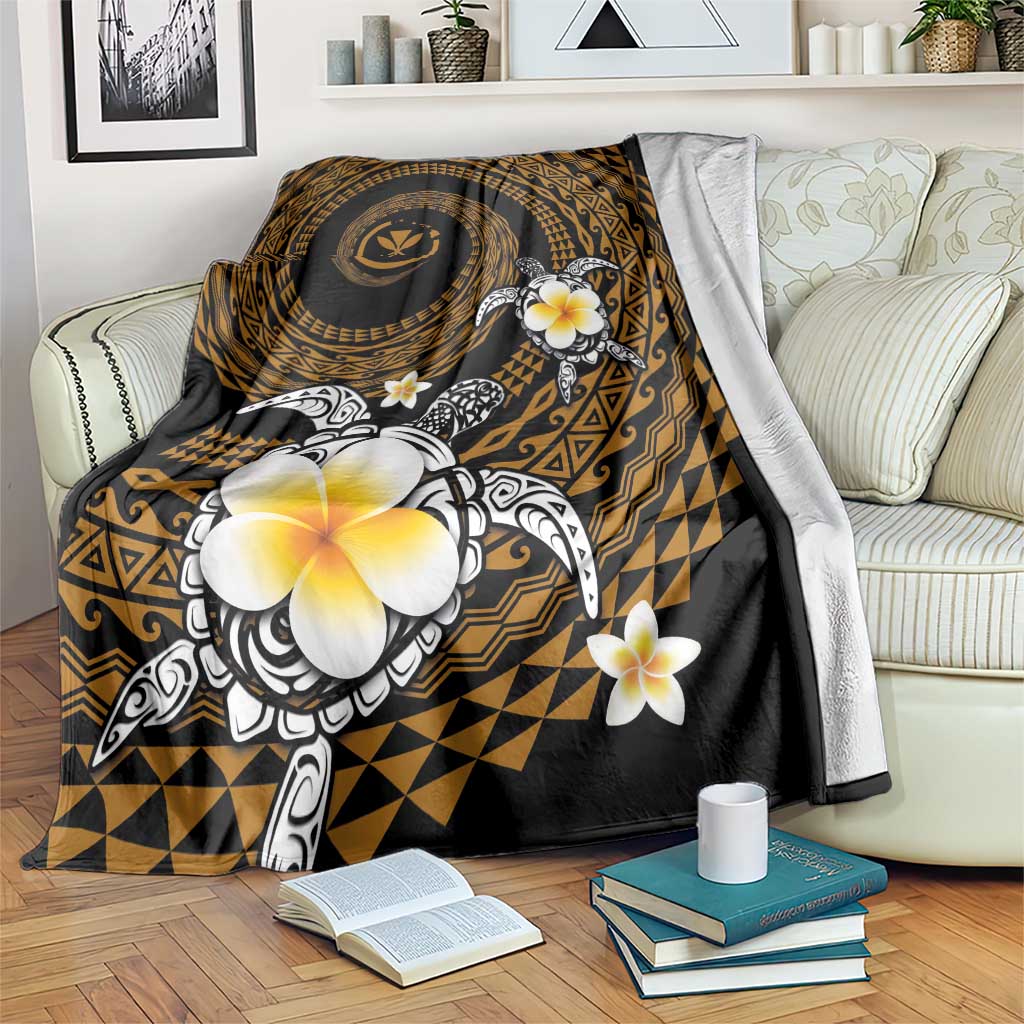 Hawaiian Plumeria Turtle Tribal Spiral Polynesian Tattoo Blanket Gold Color LT03 Gold - Polynesian Pride