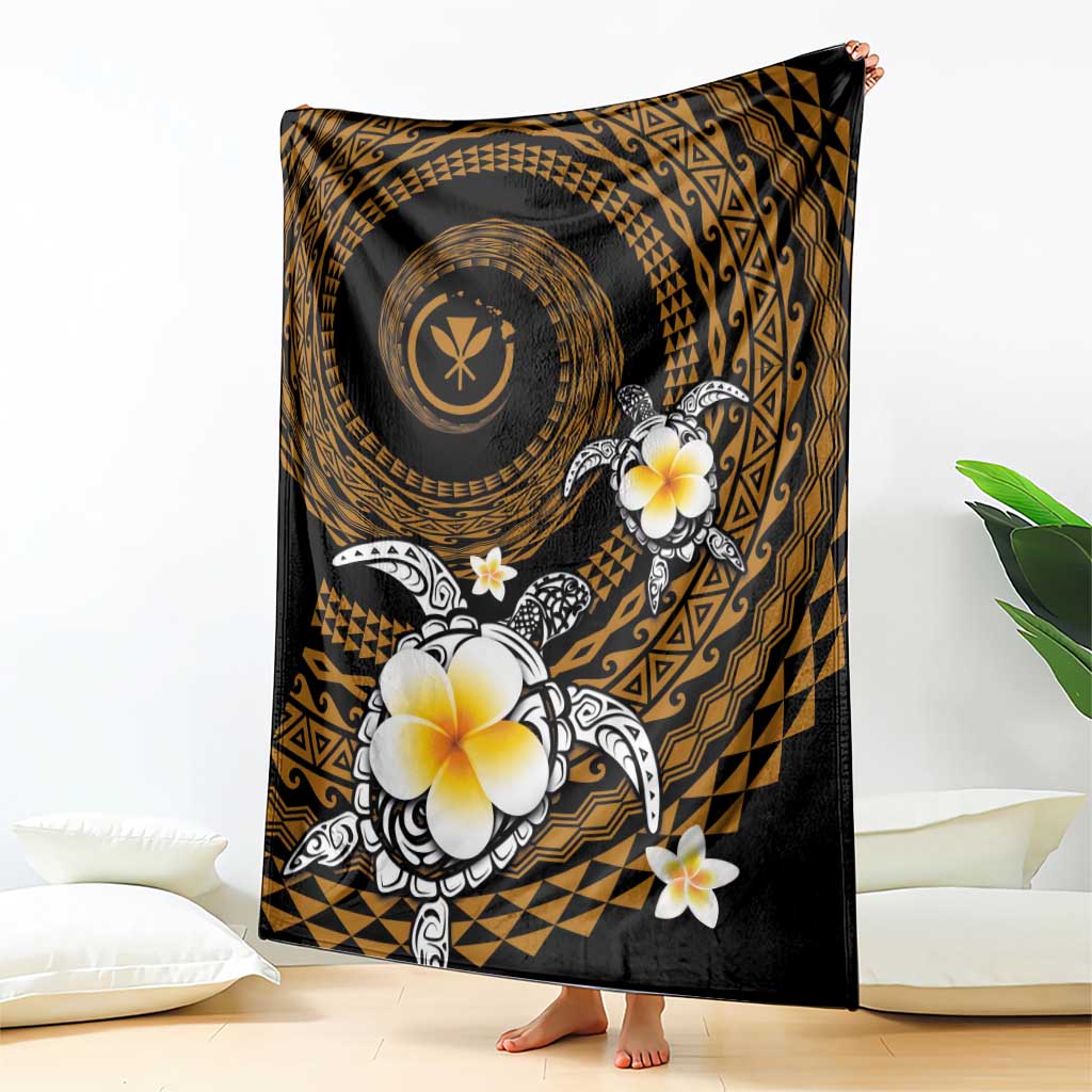 Hawaiian Plumeria Turtle Tribal Spiral Polynesian Tattoo Blanket Gold Color LT03 - Polynesian Pride