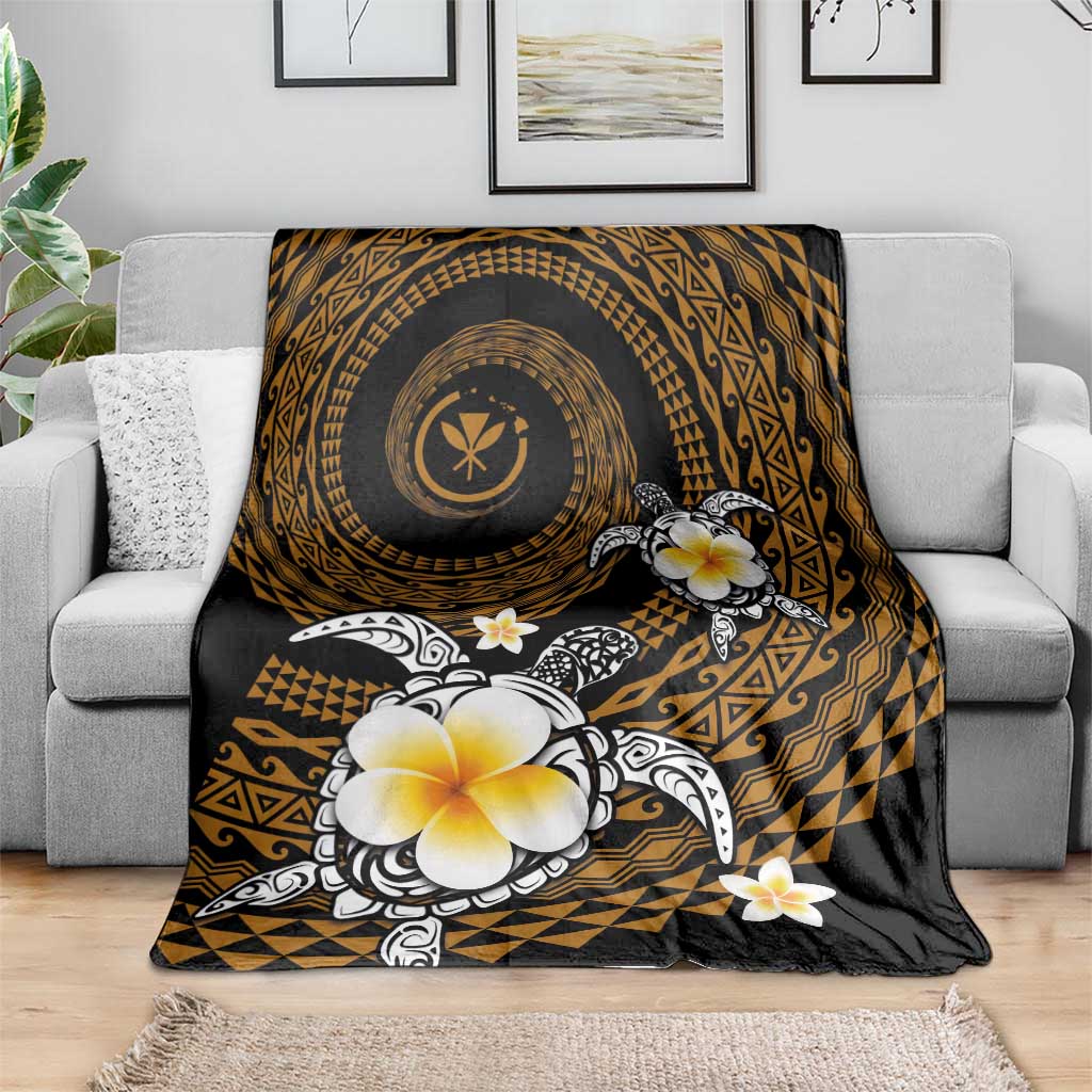 Hawaiian Plumeria Turtle Tribal Spiral Polynesian Tattoo Blanket Gold Color LT03 - Polynesian Pride