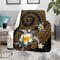 Hawaiian Plumeria Turtle Tribal Spiral Polynesian Tattoo Blanket Gold Color LT03 - Polynesian Pride