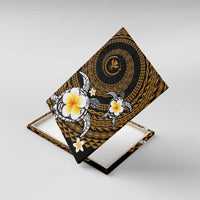 Hawaiian Plumeria Turtle Tribal Spiral Polynesian Tattoo Canvas Wall Art Gold Color LT03 With Frame Gold - Polynesian Pride