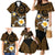 Hawaiian Plumeria Turtle Tribal Spiral Polynesian Tattoo Family Matching Mermaid Dress and Hawaiian Shirt Gold Color