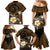 Hawaiian Plumeria Turtle Tribal Spiral Polynesian Tattoo Family Matching Mermaid Dress and Hawaiian Shirt Gold Color