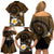 Hawaiian Plumeria Turtle Tribal Spiral Polynesian Tattoo Family Matching Off Shoulder Short Dress and Hawaiian Shirt Gold Color