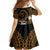 Hawaiian Plumeria Turtle Tribal Spiral Polynesian Tattoo Family Matching Summer Maxi Dress and Hawaiian Shirt Gold Color