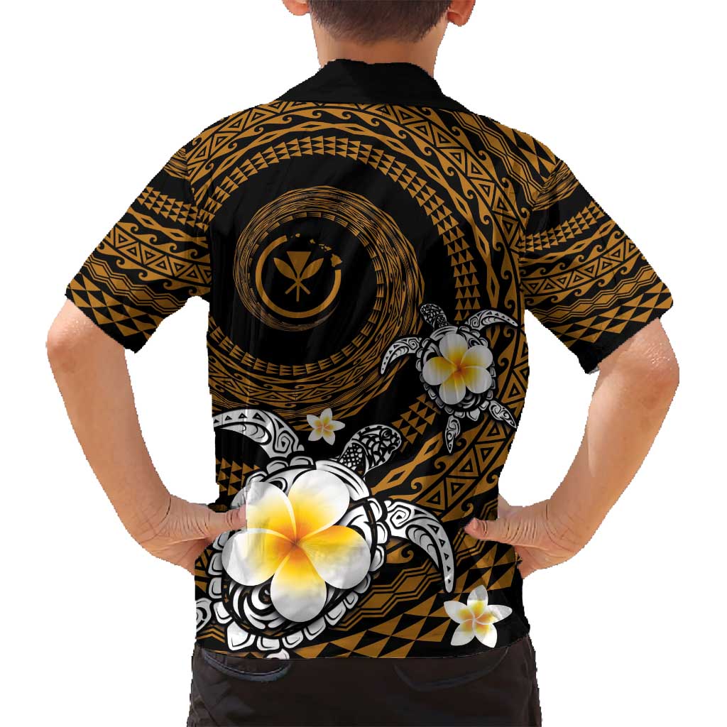 Hawaiian Plumeria Turtle Tribal Spiral Polynesian Tattoo Family Matching Tank Maxi Dress and Hawaiian Shirt Gold Color